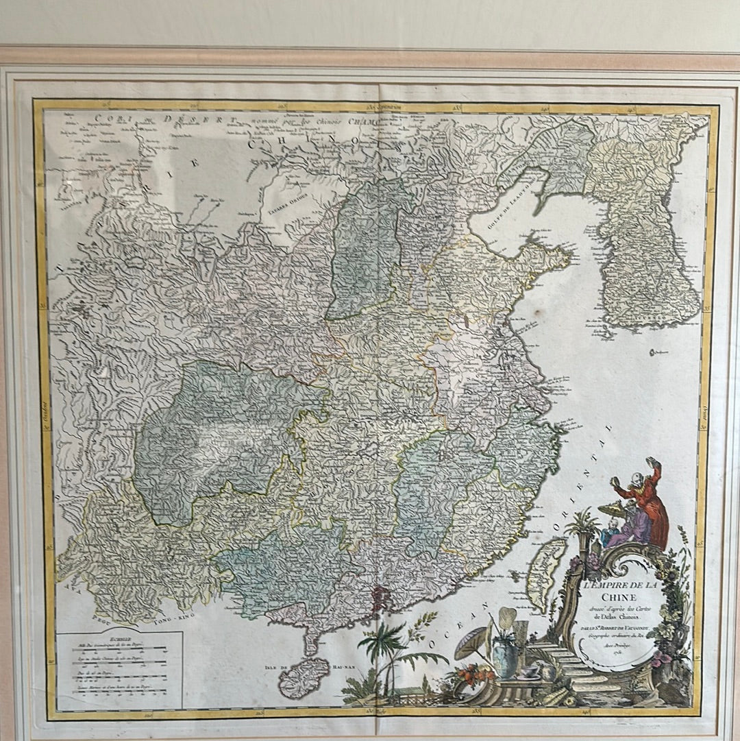 Antique Framed Map of Old China 28"x30”