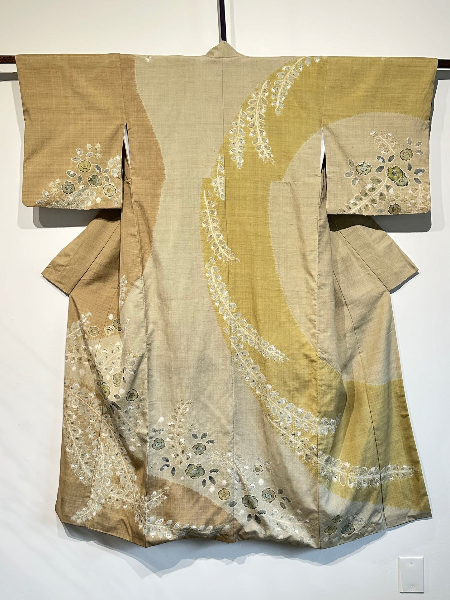 Japanese Tsumugi Silk Kimono Shibori Hand Woven