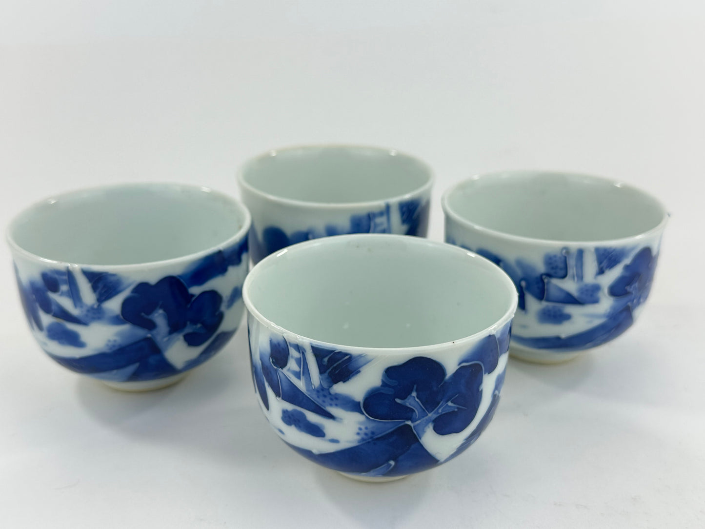 Vintage Japanese Sometsuke Indigo Handpainted Yunomi Tea Cup 3.25"W
