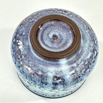 Japanese Handmade Chawan Matcha Tea Bowl Fuji Unofu Banko Ware Blue Speckle Glaze NEW 5"