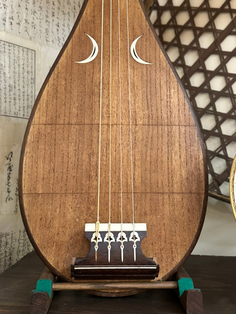 Vintage Japanese Chikuzen Biwa 4-String Kiri Wood Lute Moon Inlay 39″L