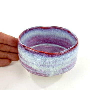 Japanese Handmade Chawan Matcha Tea Bowl Sakura Unofu Cherry Blossom Pink Purple Glaze NEW 5"