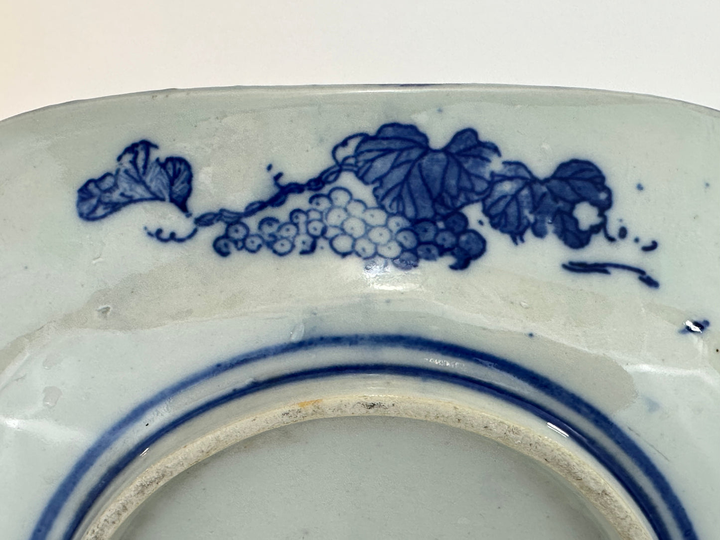 Antique Japanese Late Meiji c1910's Blue & White Porcelain Landscape Platter 10"W