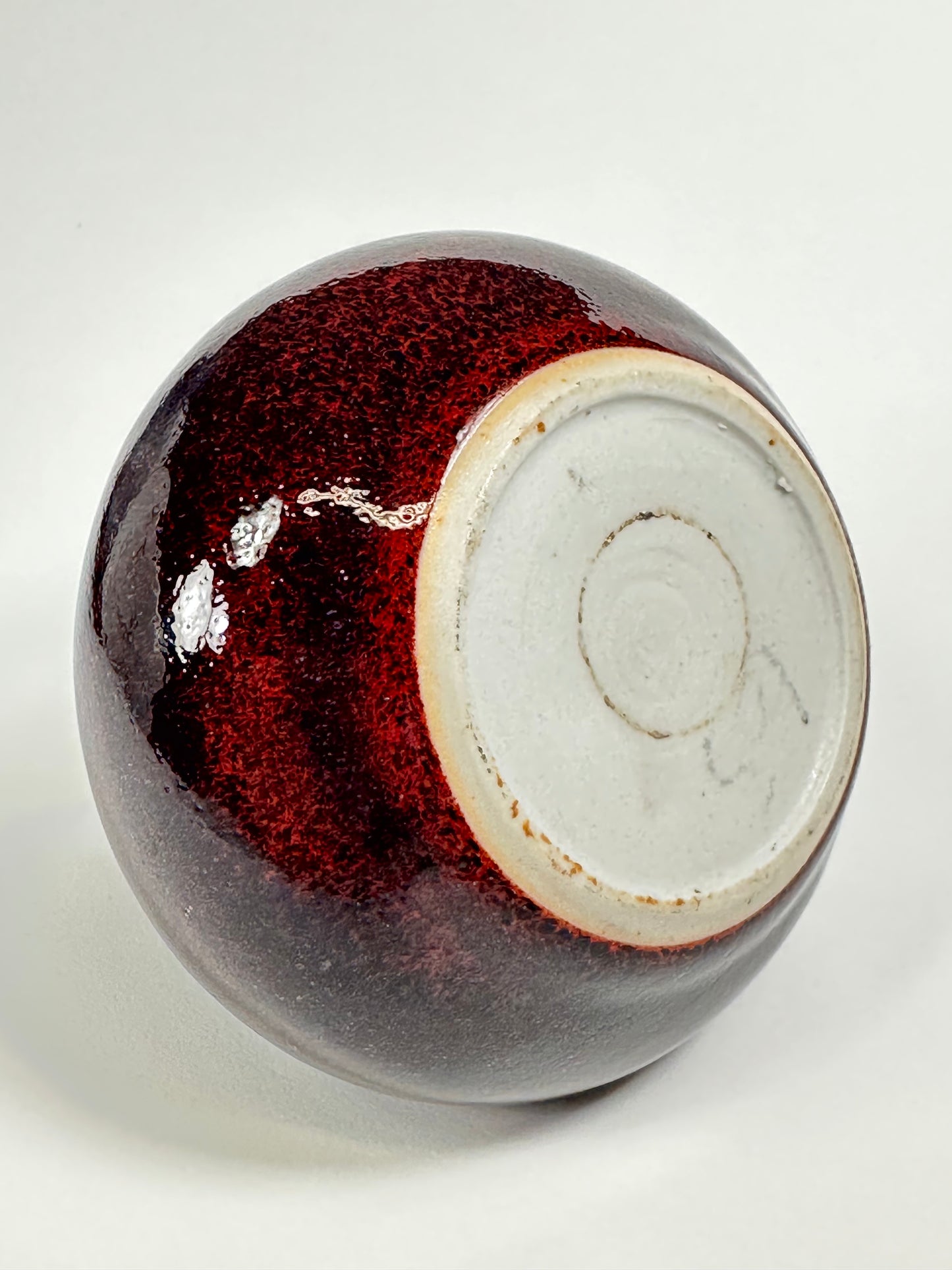 Vintage Japanese Studio Vase with Copper Red Flambé Glaze, 4"H