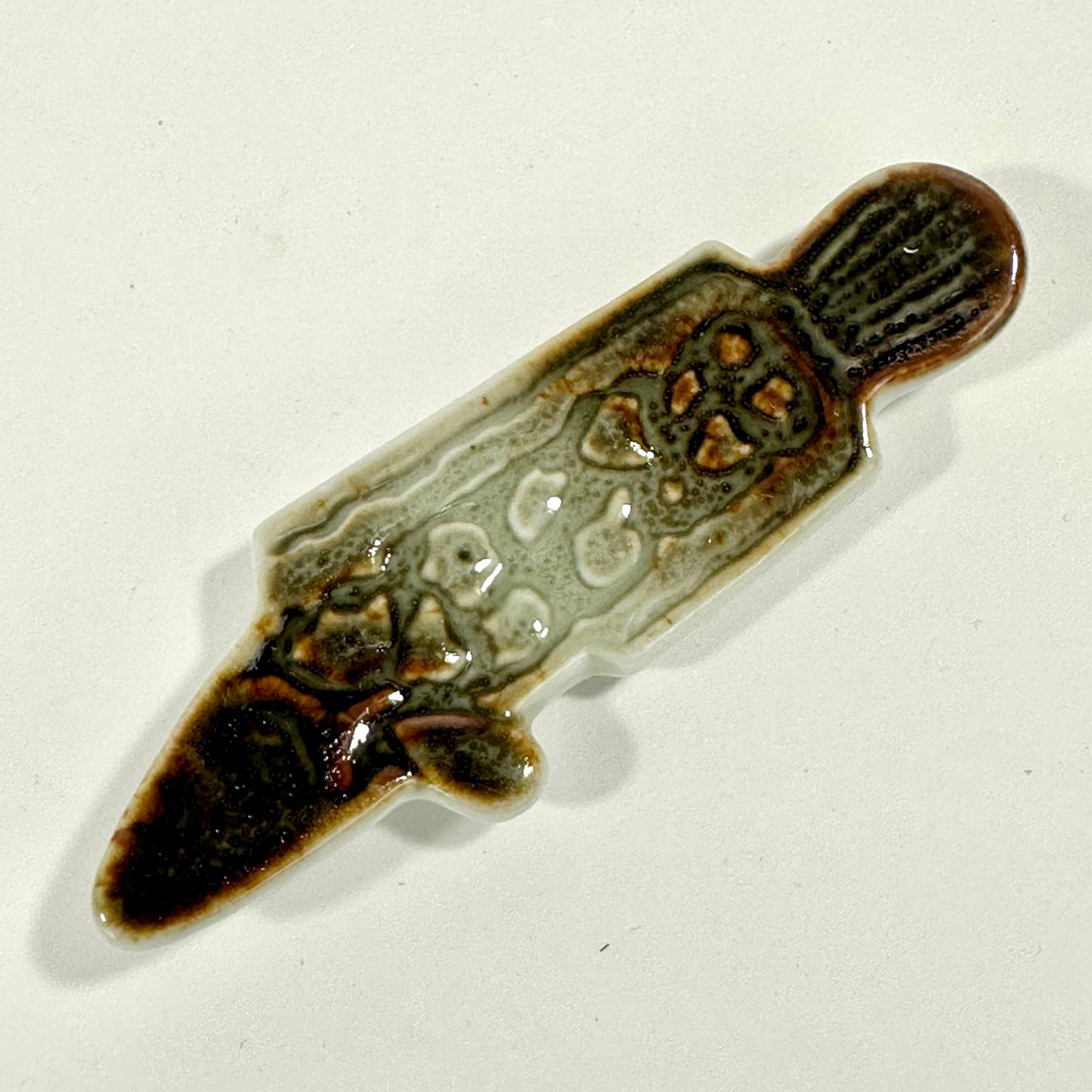 Vintage Japanese Ceramic Hashioki Chopstick Rest Hand Painted Showa Era ~3"L