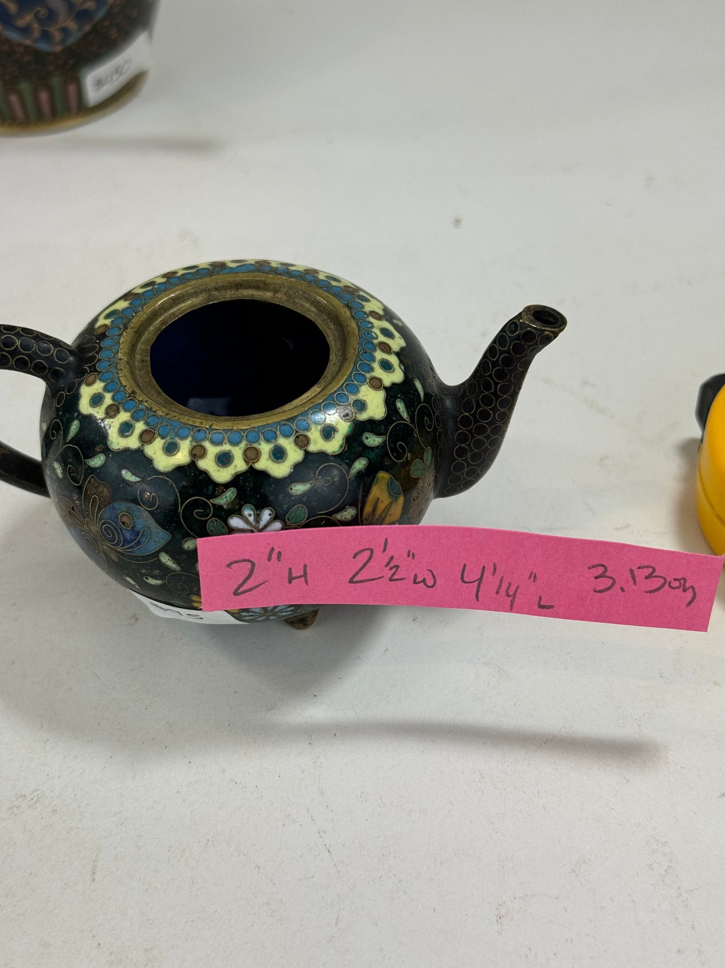 Antique Japanese Meiji Era (late 1800's) Cloisonné Teapot 2.5”