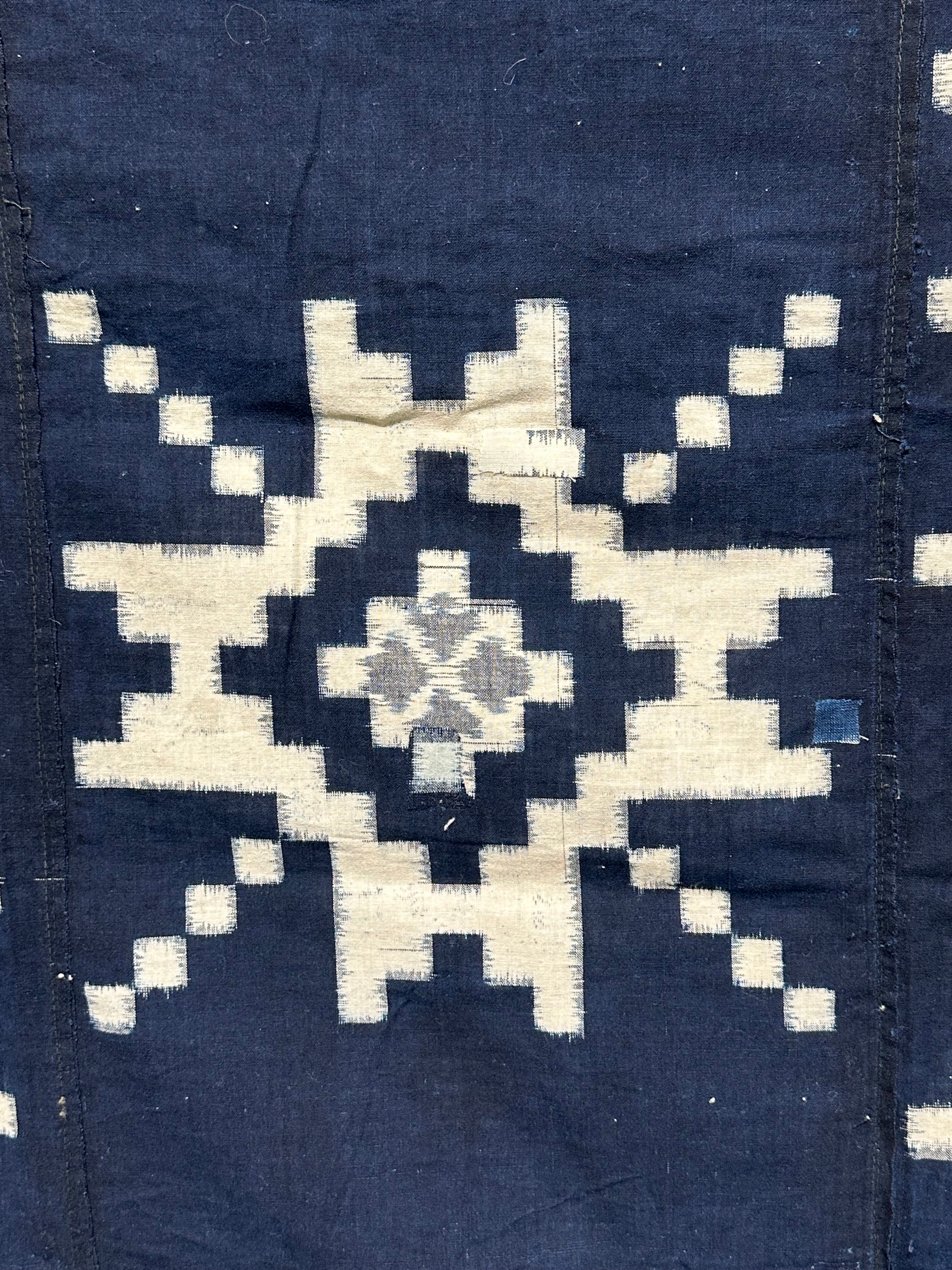 INDIGO selling IKAT Michiyuki Kimono/ Vintage Japanese KASURI Textile #859