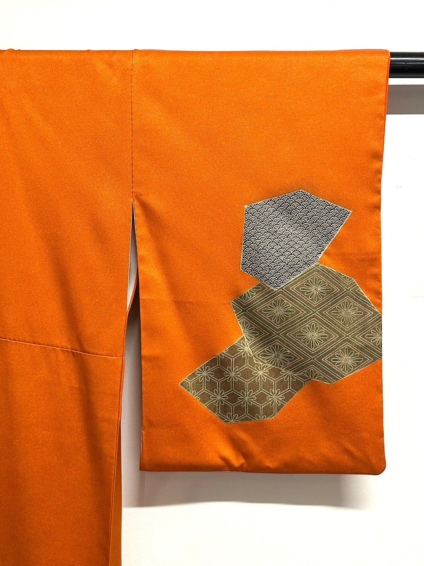 Vintage Japanese Silk Kimono Abstract Geometric Patchwork Kikko Showa Hōmongi
