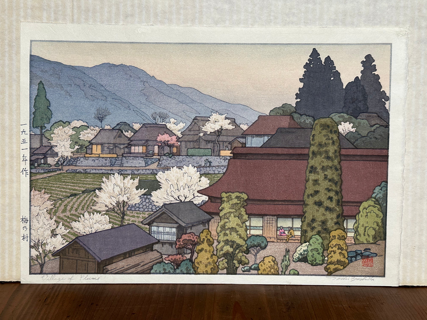 Toshi Yoshida Woodblock Print Village of Plums 1951