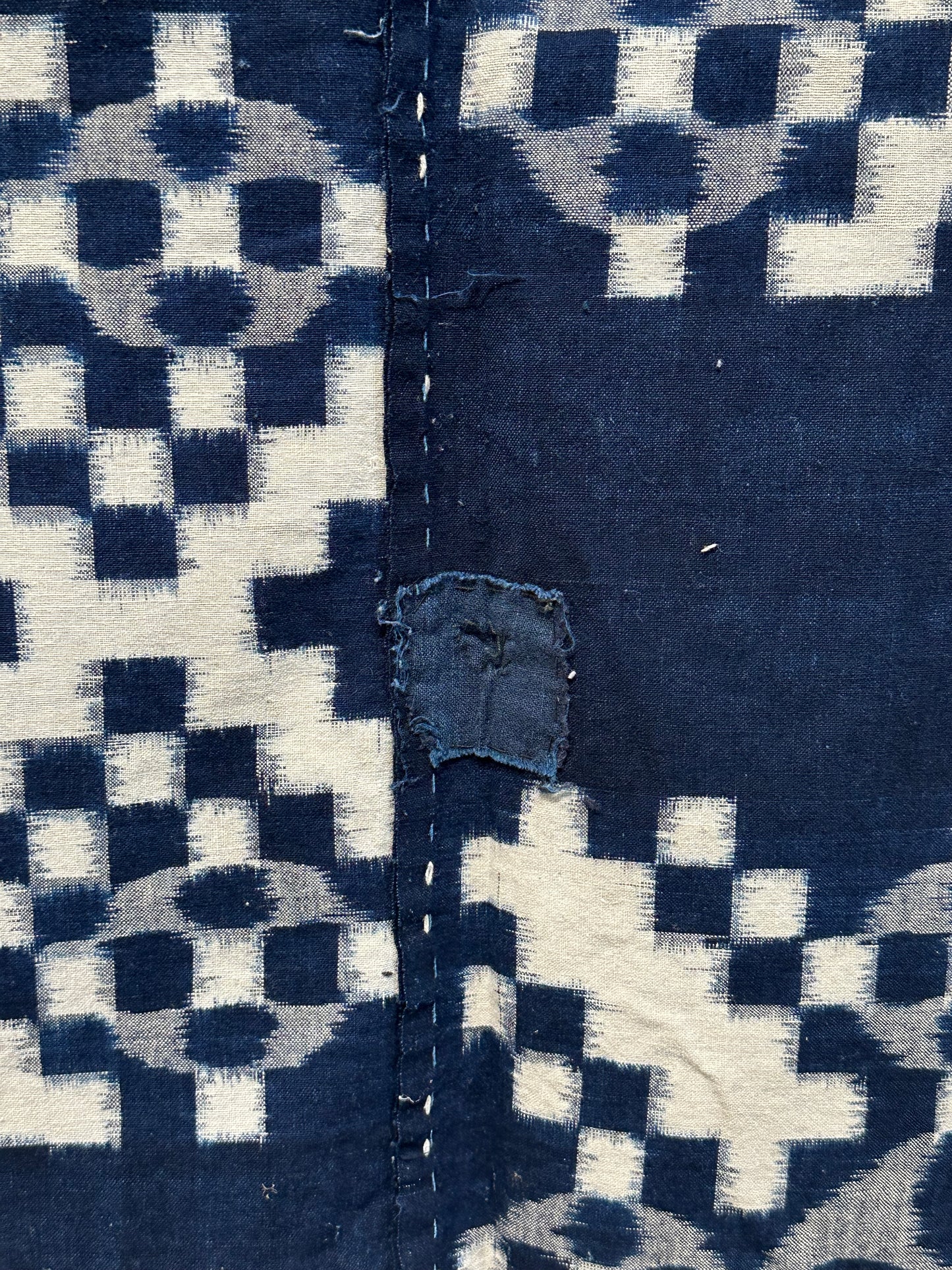 Antique Japanese 19th Century Ikat Textile - Kasuri Indigo Ikat 48"x57" #54