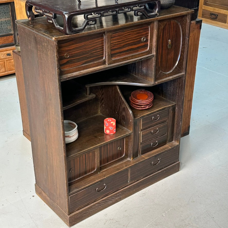 SAVE 50% - Antique Japanese Chadansu Tea Cabinet Macassar Ebony Sugi Taisho c 1920s