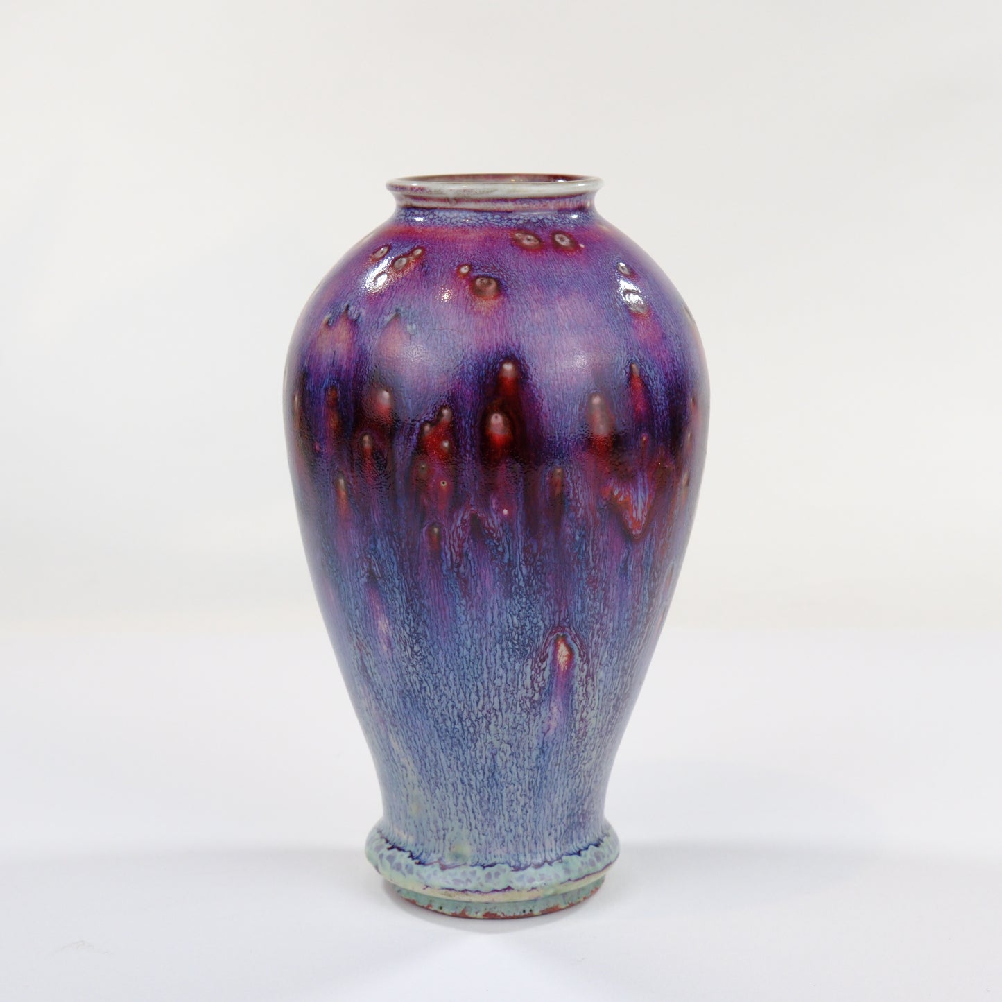 Fuzan Peacock Glaze Vase Japanese Hand Thrown 6.5"