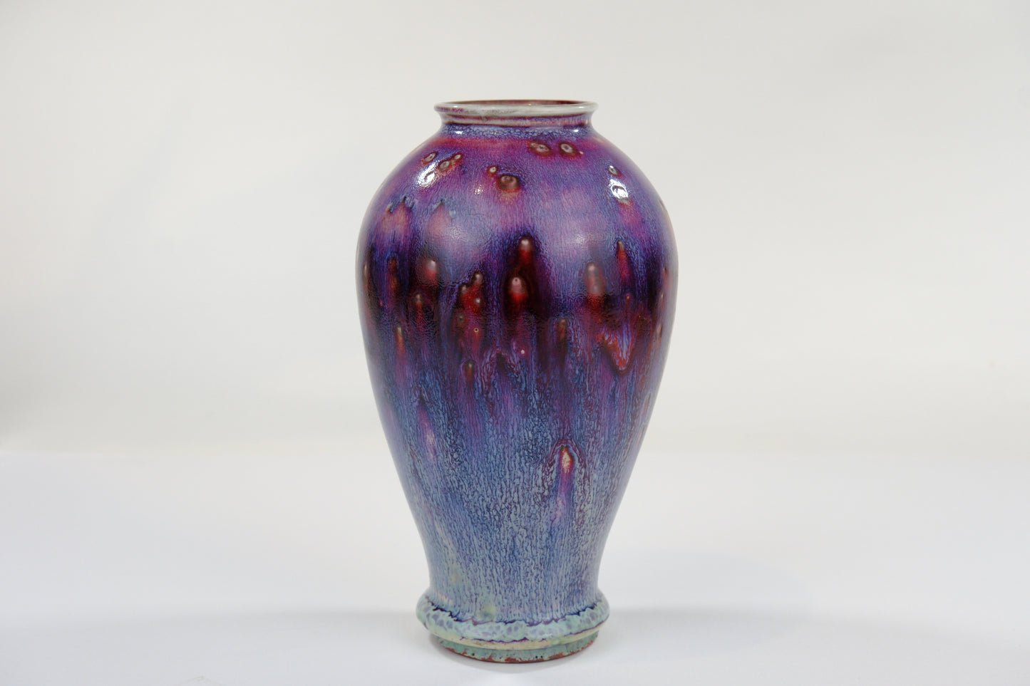 Fuzan Peacock Glaze Vase Japanese Hand Thrown 6.5"