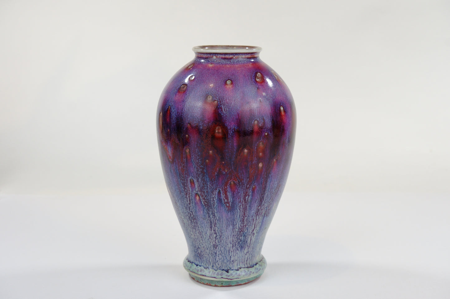 Fuzan Peacock Glaze Vase Japanese Hand Thrown 6.5"