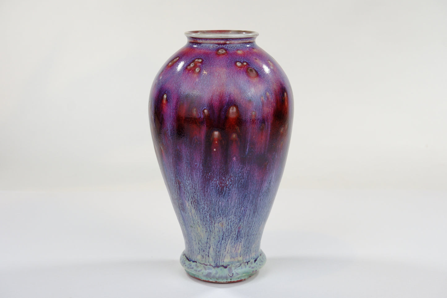 Fuzan Peacock Glaze Vase Japanese Hand Thrown 6.5"