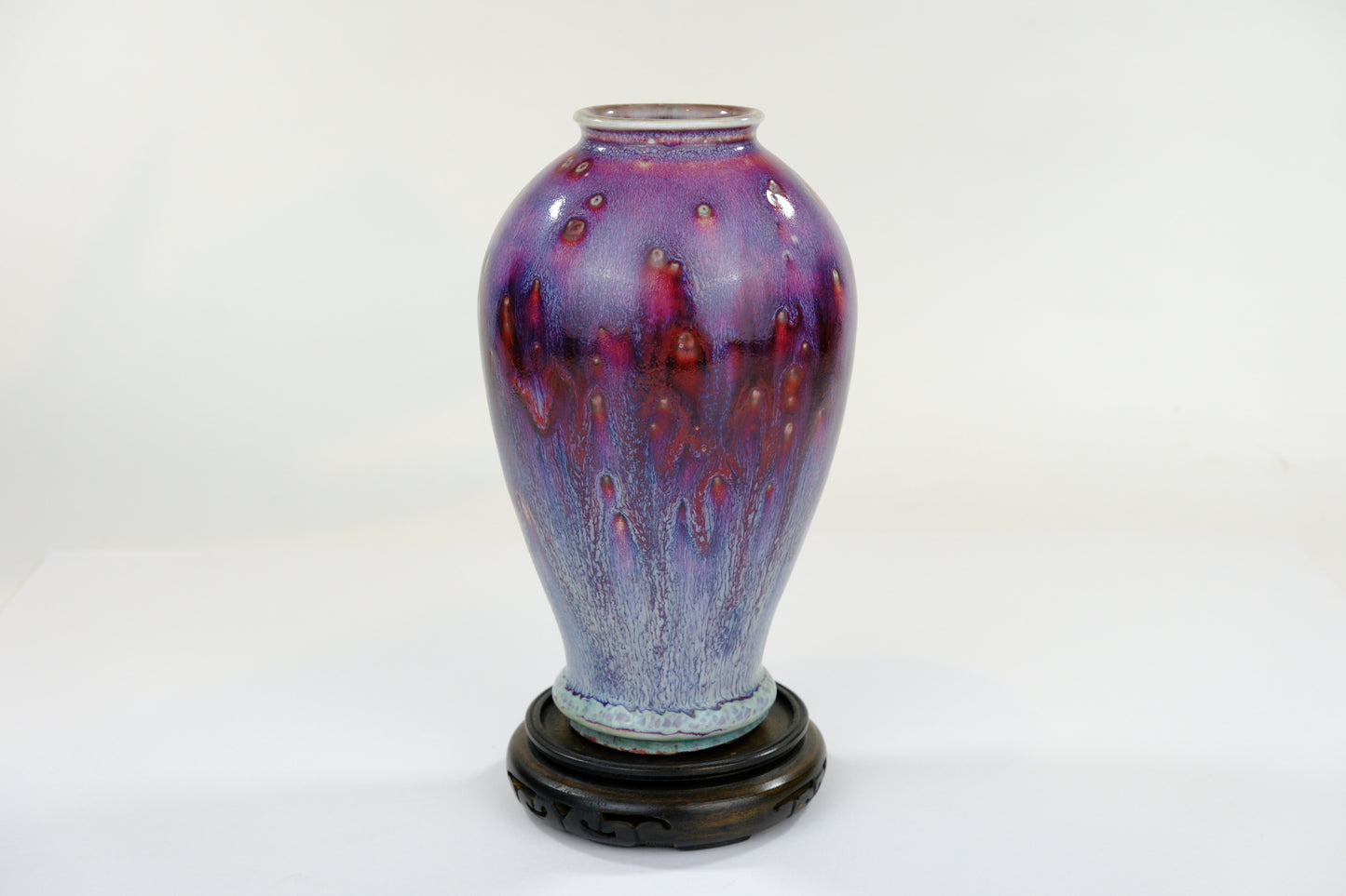 Fuzan Peacock Glaze Vase Japanese Hand Thrown 6.5"