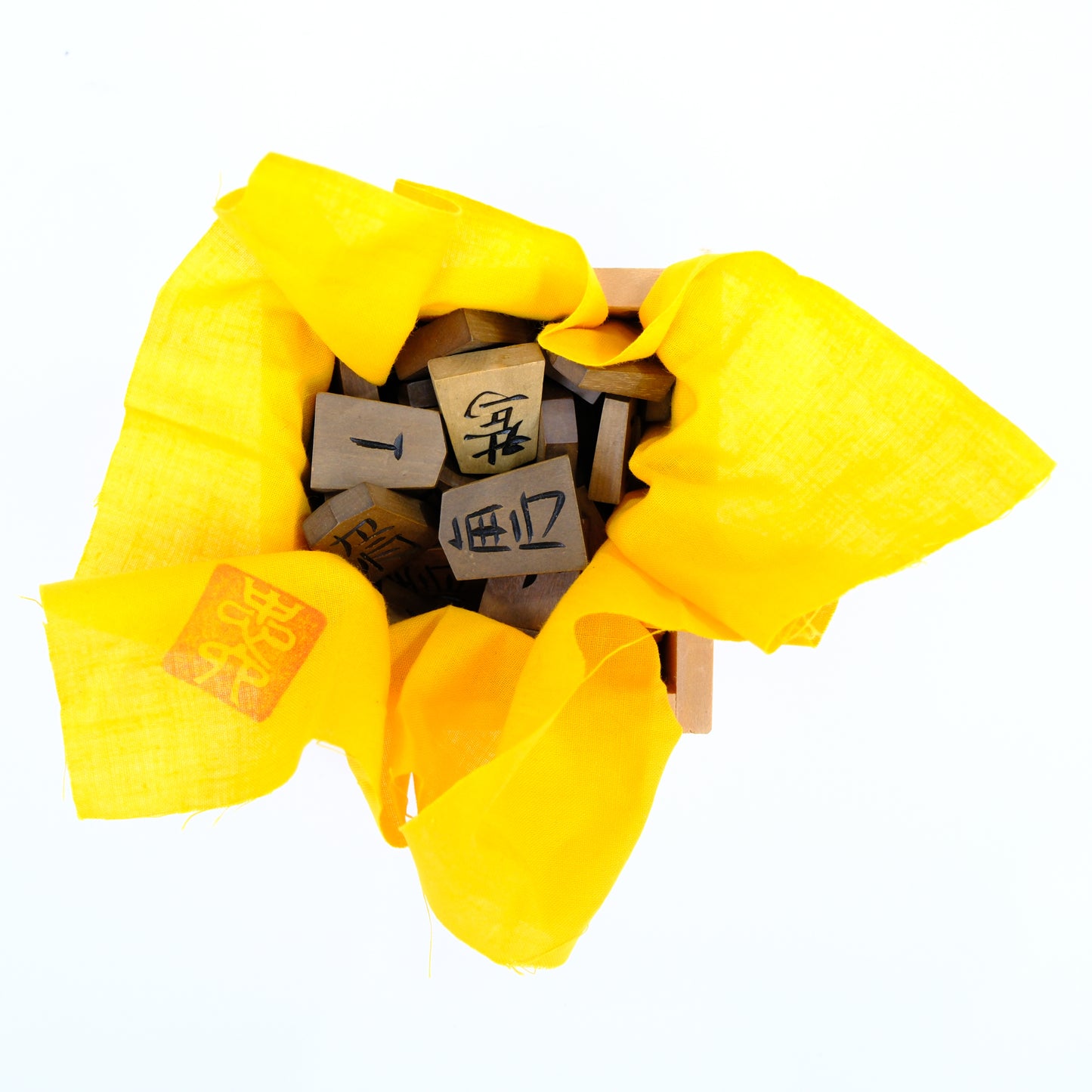 Vintage Japanese Wooden Shogi Koma Chess Pieces w/ Original Box