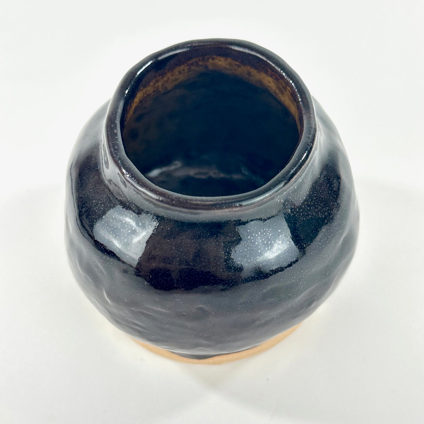 Vintage Japanese Studio Pottery Small Stoneware Jar Kotsubo Iron Black Glaze