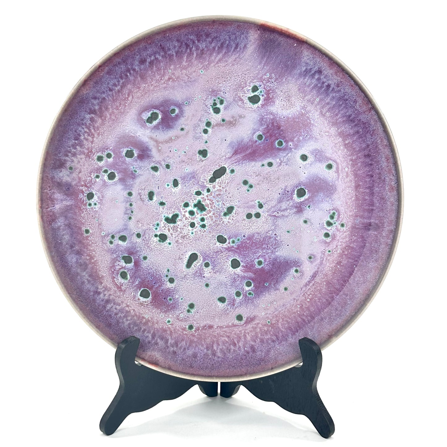 Rare Matsuyama Gaei c1950's Peacock Glaze Plate Japanese Hand Thrown 12”