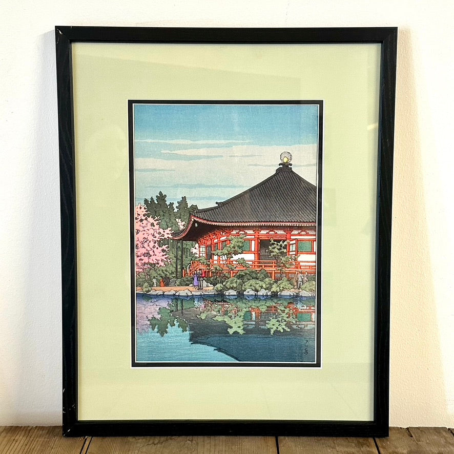 Kawase Hasui Giclée Framed Repro Print Daigo Denpoin Temple Kyoto Spring 1950 17"x21"