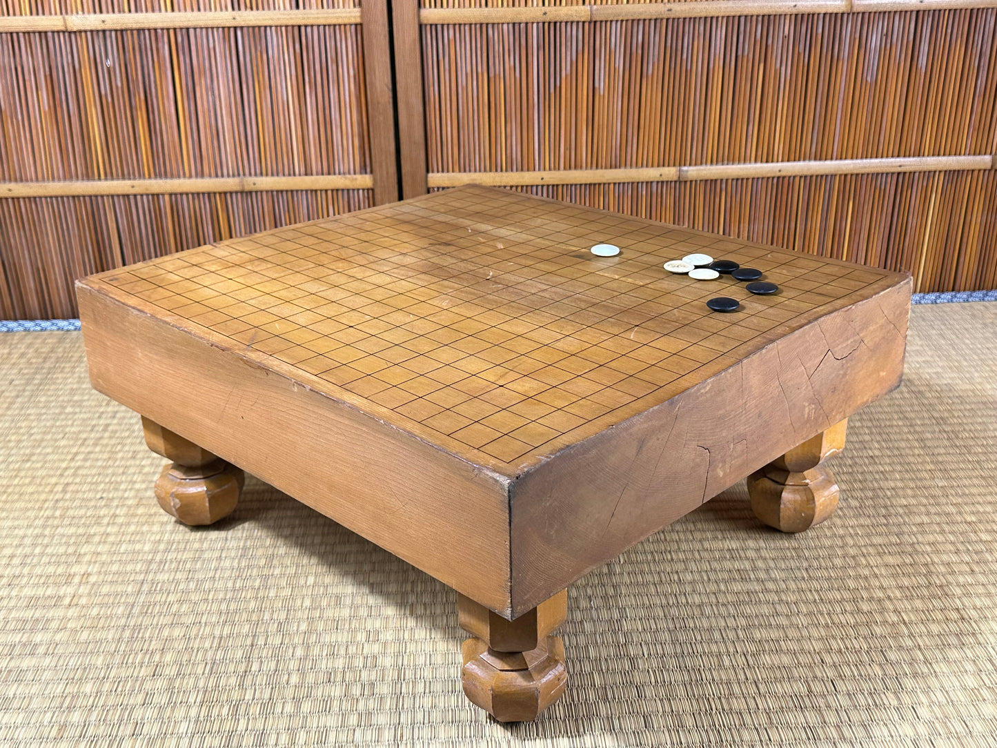 Vintage Japanese Goban 3.5" (9cm) Thick Go Game Board Floor Board H8?