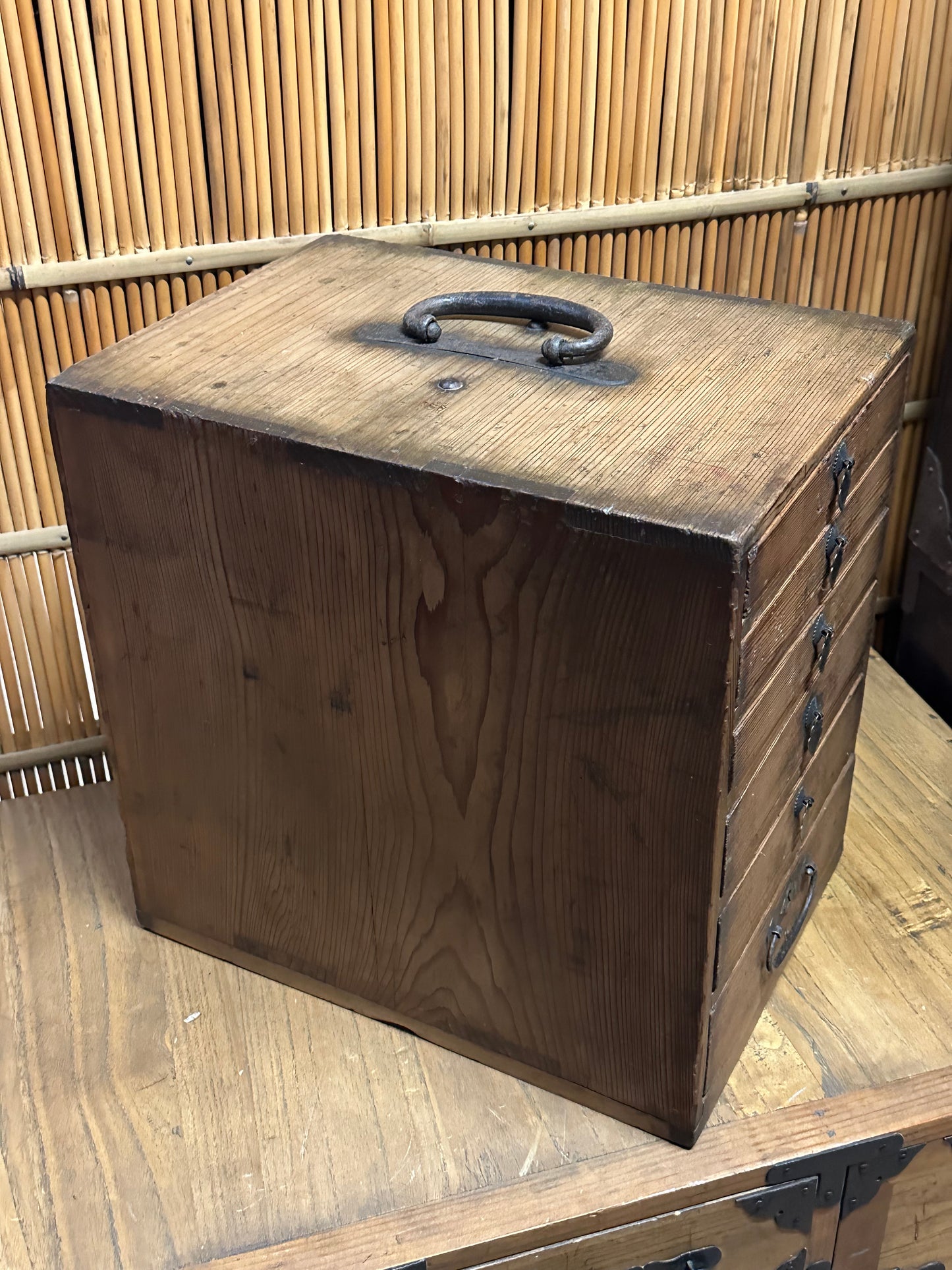 Antique Japanese Meiji Era Personal Tansu Chest 6 Drawers