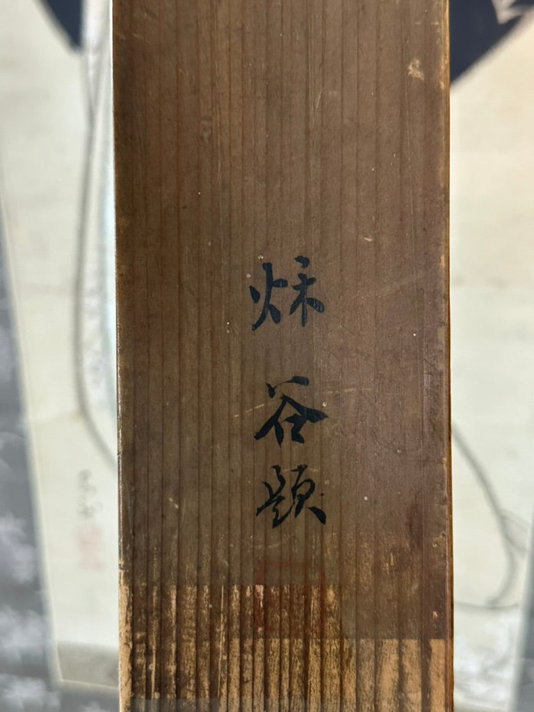 Antique Japanese Kakejiku Bijin-ga Beauty Spider Web Kimono Meiji Taisho Scroll 72"L