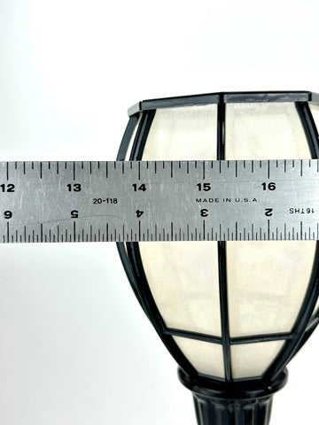 Japanese Showa Era Sakura Lantern Table Lamp Pair Black Lacquer Brass 15"H