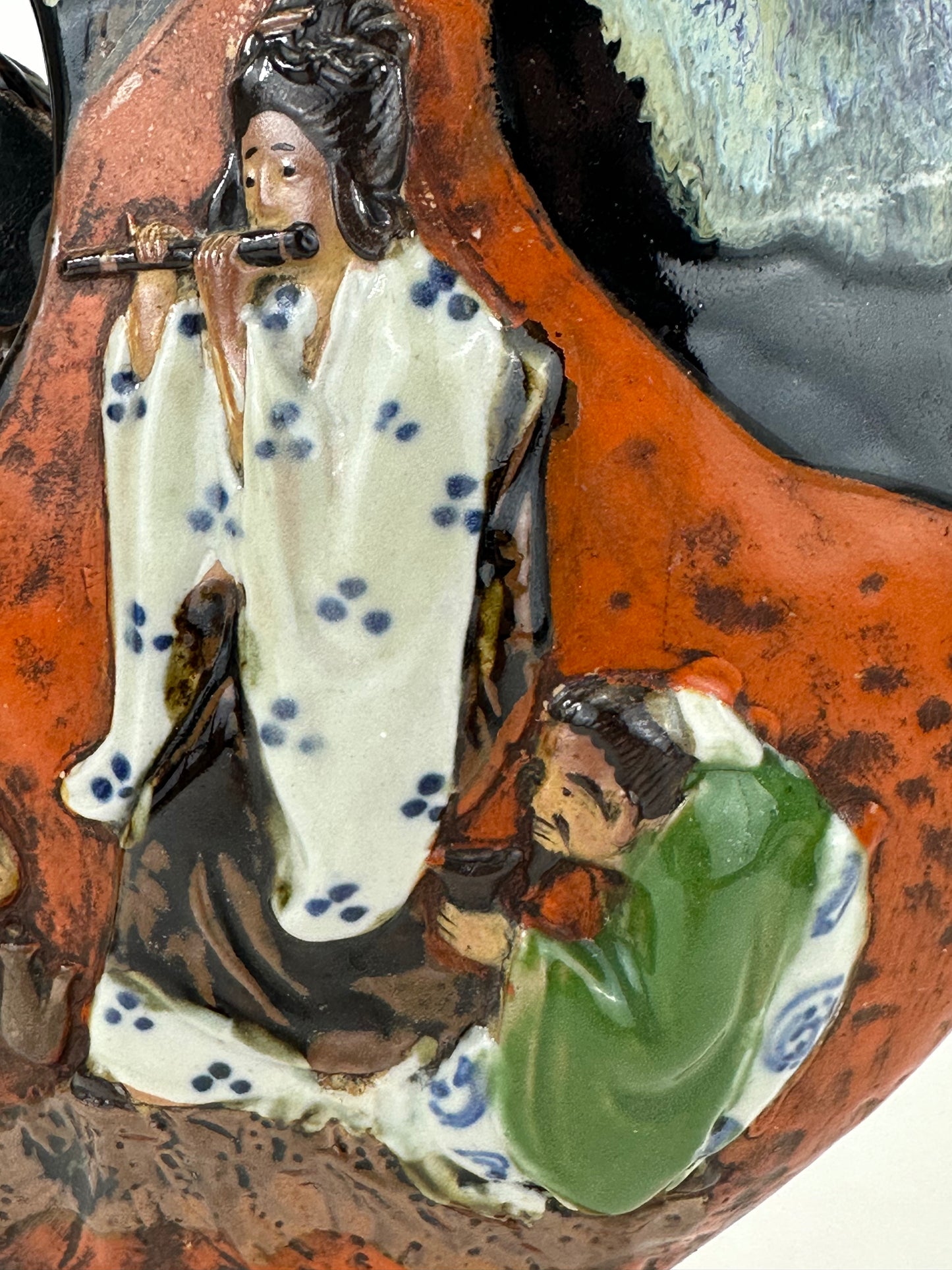 Japanese Meiji Era Sumida Gawa Ceramic Vase/Vessel Inoue Ryosai (c.1900) LS#076