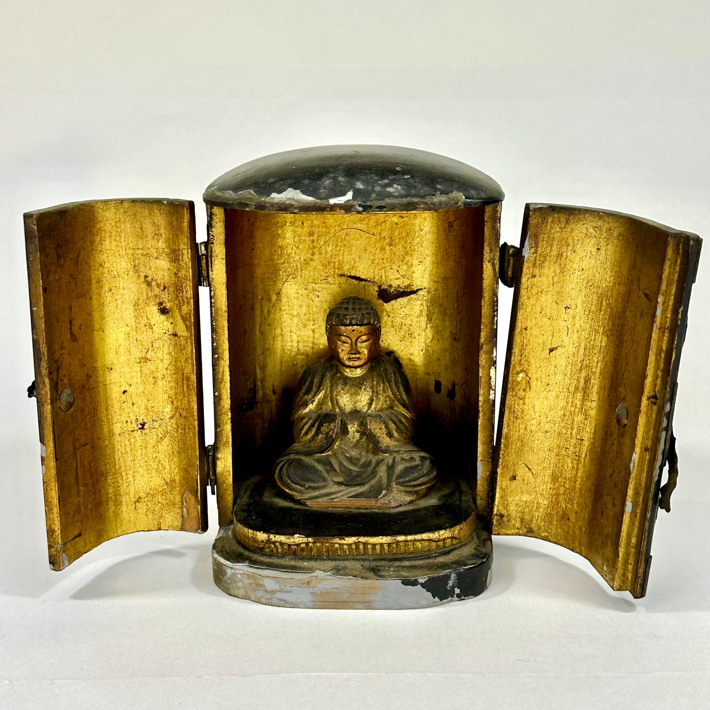 Antique Japanese Edo Era 1800’s Zushi Shrine Buddha Seated Pose 5”