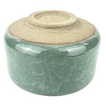 Japanese Handmade Mino Ware Chawan Matcha Tea Bowl Hiwa Celadon Green Kannyu Crackle NEW 5"