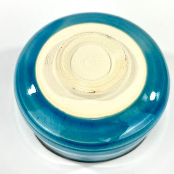 Japanese Mino Ware Chawan Matcha Tea Bowl Sky Blue Glaze Black Rim Kannyu NEW 5"
