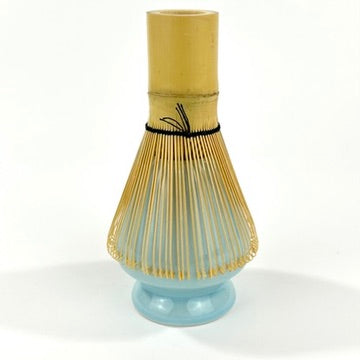 Japanese Style Ceramic Chasen Holder Matcha Whisk Keeper Stand Pale Blue Glaze NEW 3"H