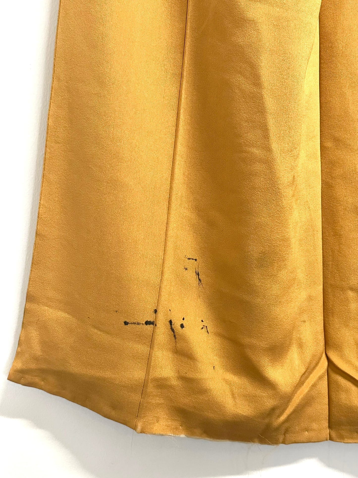 Vintage Japanese Silk Tomesode Kimono Yuzen Botan Peony Gold Amber Showa