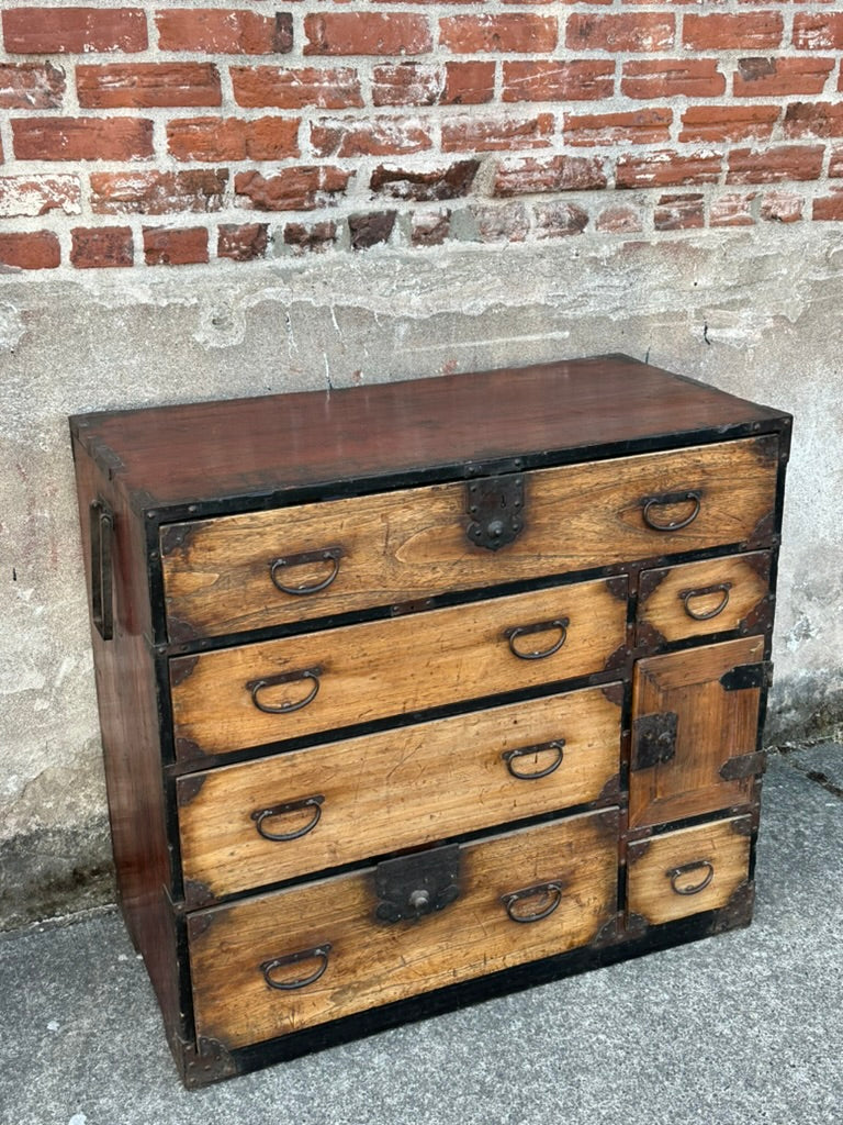 Japanese Edo Period Chobadansu Merchant Chest Kiri & Sugi Tansu 36"W