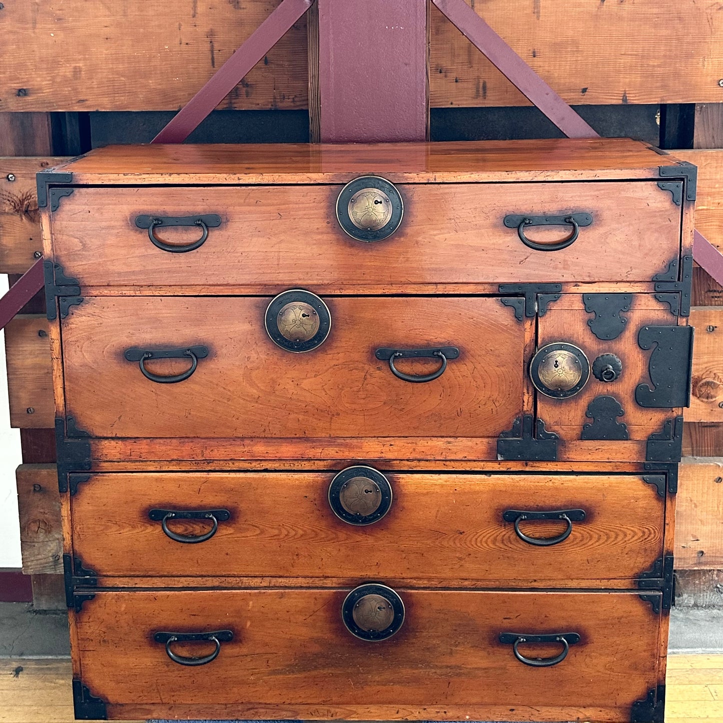 Antique Japanese Clothing Tansu Meiji Era c1880's Ishodansu 45"W