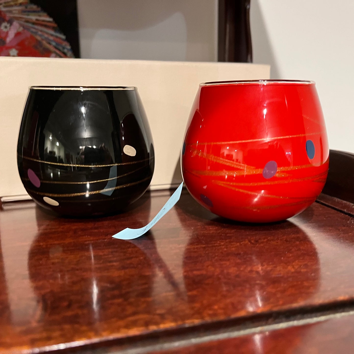 Pair of Japanese wine glasses