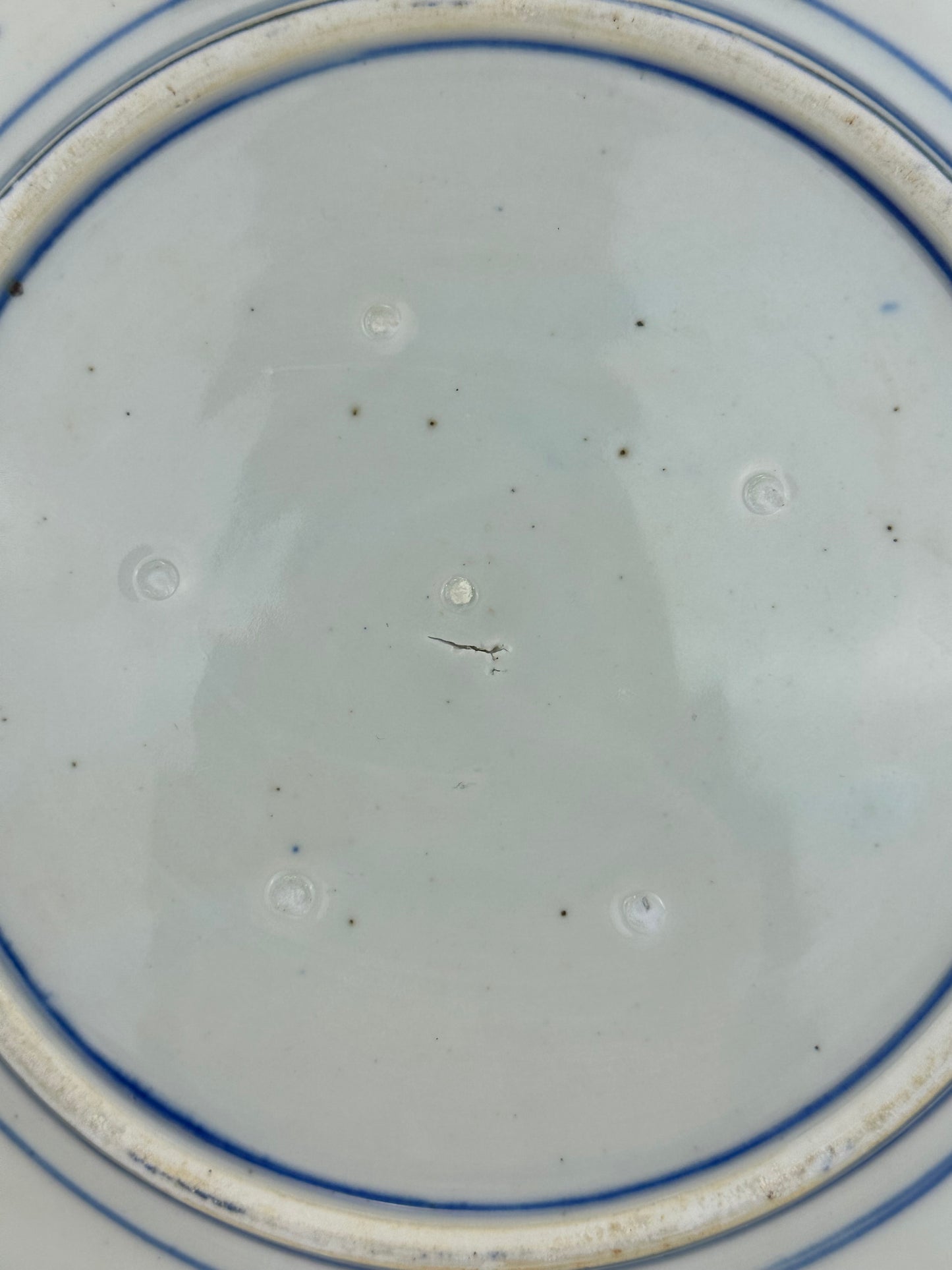 Antique Japanese Late Edo Period 19th Century Imari Ceramic Plate Blue & White 11.5"