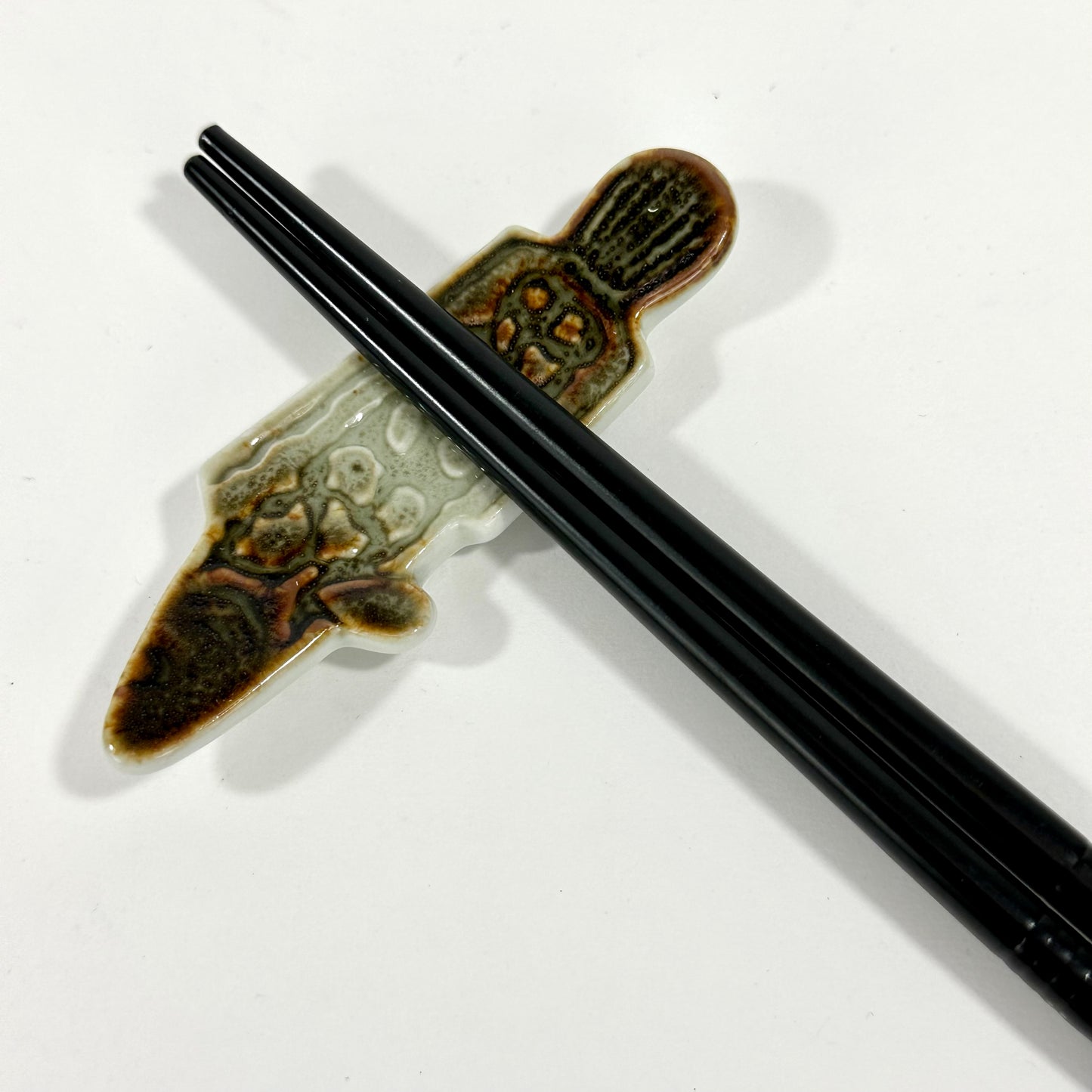 Vintage Japanese Ceramic Hashioki Chopstick Rest Hand Painted Showa Era ~3"L