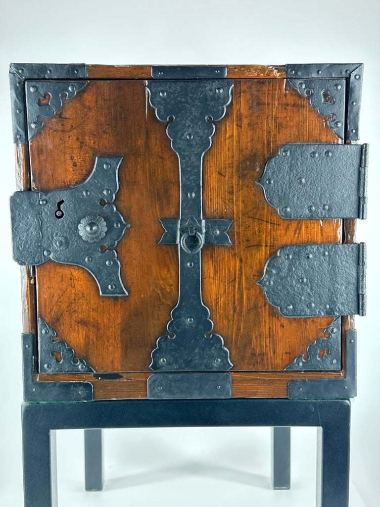 Antique Japanese Funadansu Ship Chest Sugi Iron Hardware Edo Period Custom Stand c1840 21"H