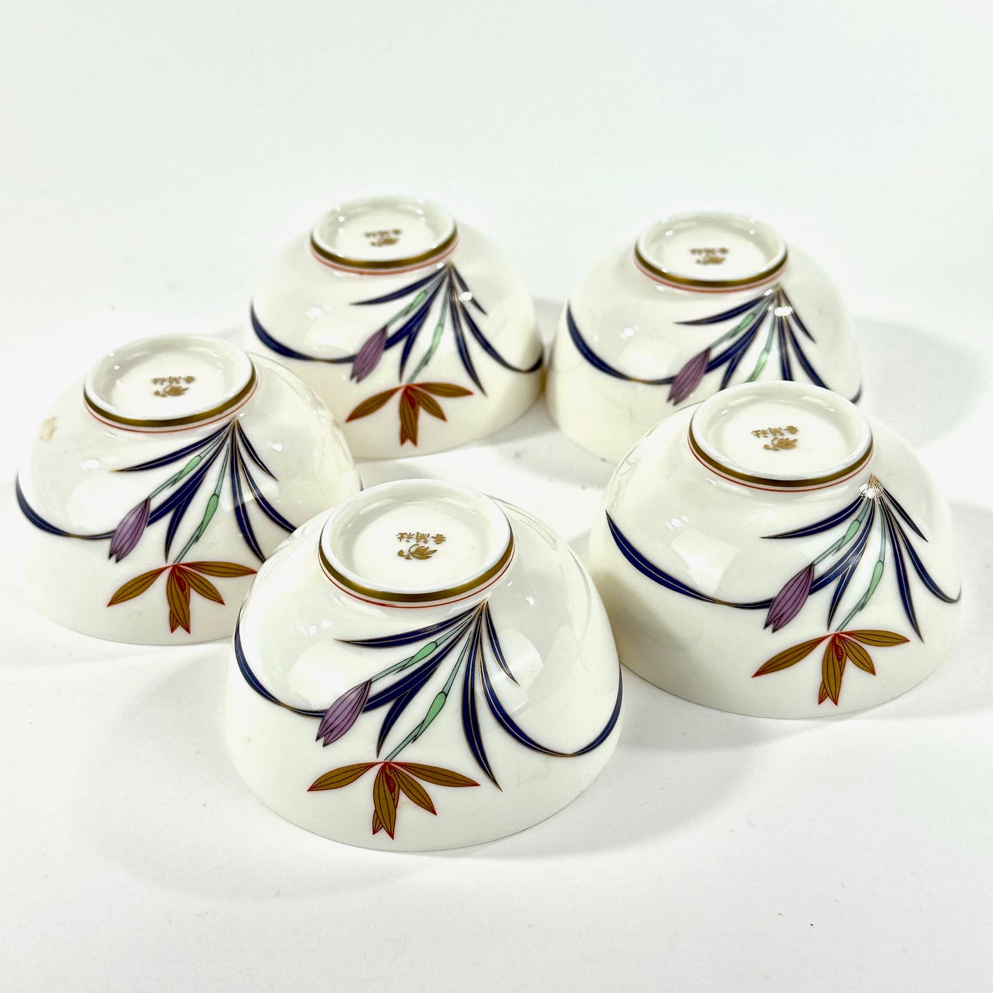 Vintage Koransha Arita Porcelain Yunomi Tea Cup Set of Five Original Box