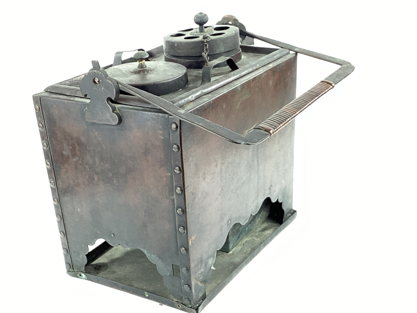 Antique Japanese Charcoalheated Copper Sake Bottle Warmer