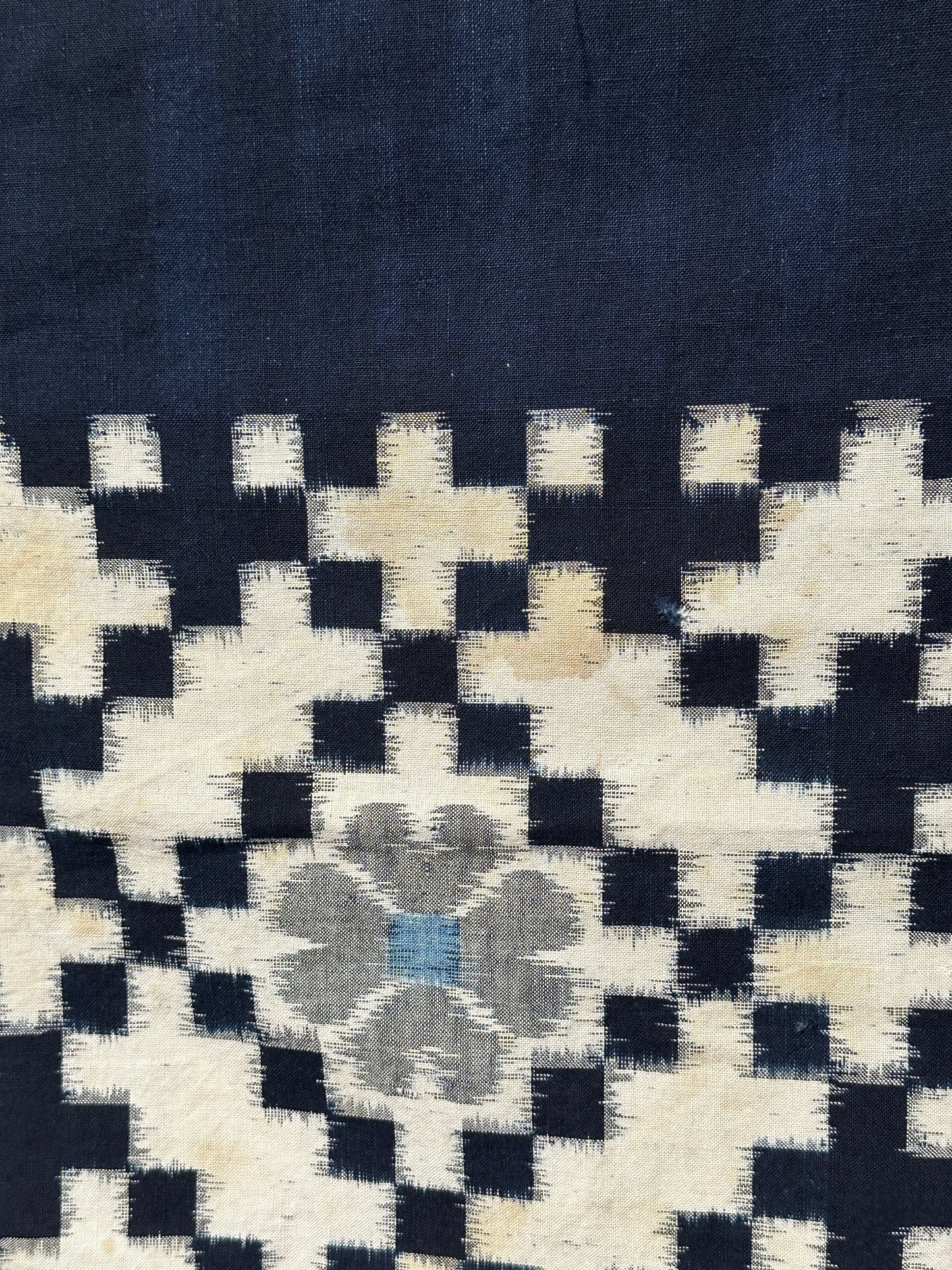 Antique Japanese 19th Century Textile - Kasuri Indigo Ikat 49"x60" #87