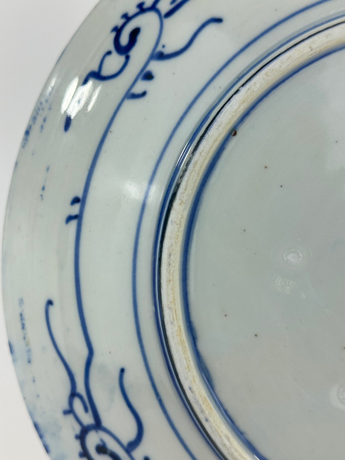 Antique Japanese Late Edo Period 19th Century Imari Ceramic Plate Blue & White 11.5"