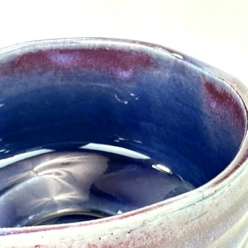 Japanese Chawan Matcha Tea Bowl Blue Purple Flambe Glaze Cobalt Interior NEW 5"