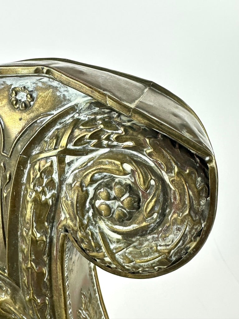 Antique French Sapeurs Pompiers Brass Fire Helmet Casque Pompier 19thC 12"H LS#099