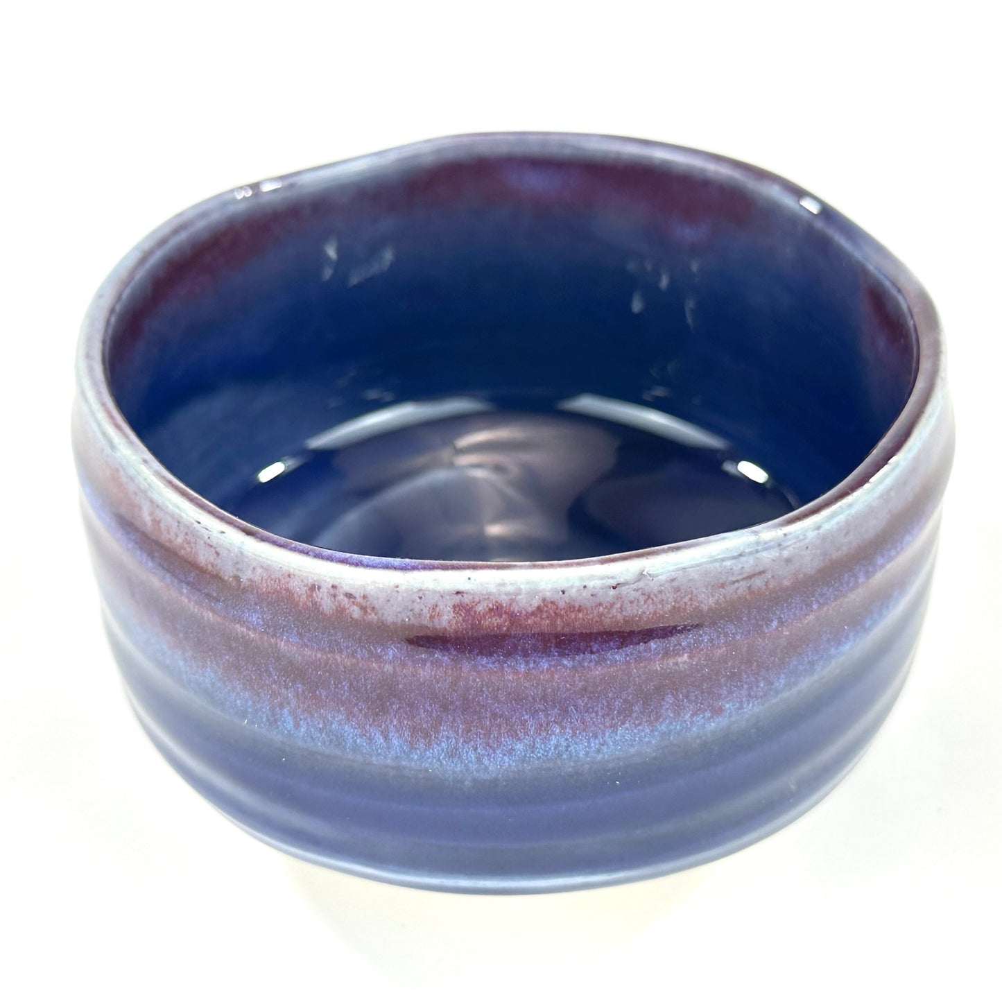 Japanese Chawan Matcha Tea Bowl Blue Purple Flambe Glaze Cobalt Interior NEW 5"