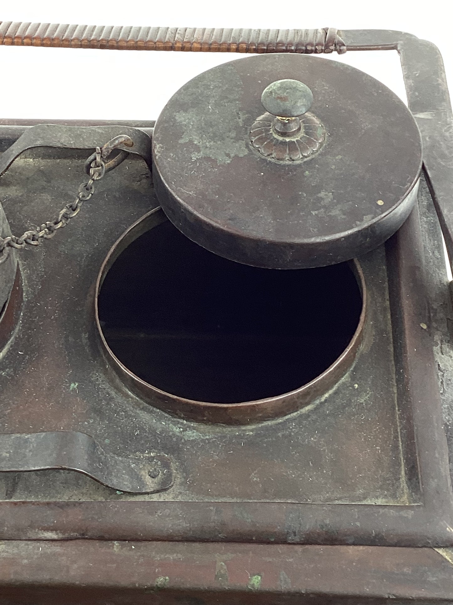 Antique Japanese Charcoalheated Copper Sake Bottle Warmer