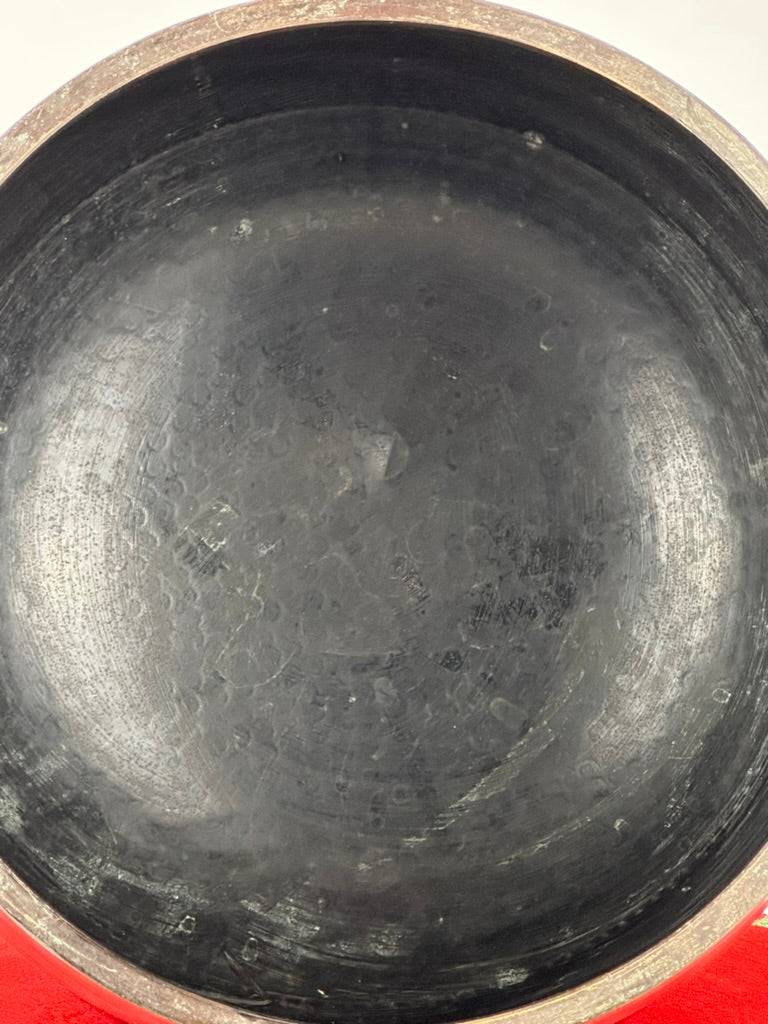 Japanese Vintage Showa Era Cast Iron Orin Singing Bowl Buddhist Bell with Cushion Striker 10"W