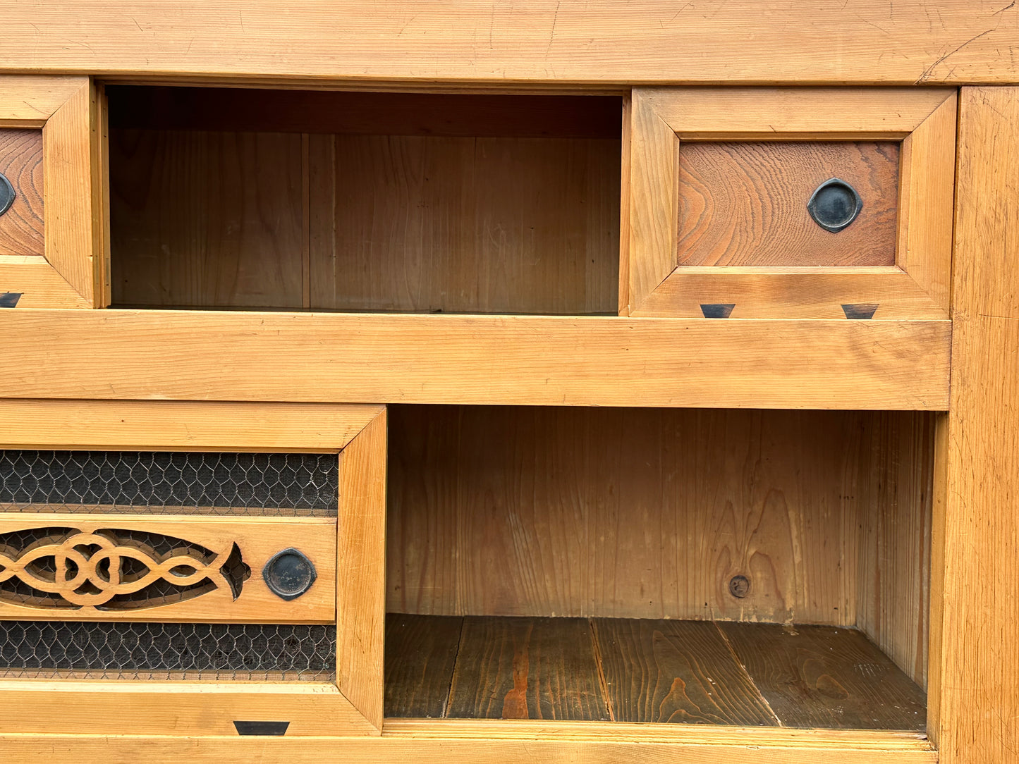 Antique Japanese Meiji Era c1890's Hinoki Mizuya Tansu Kitchen Cabinet 46"W